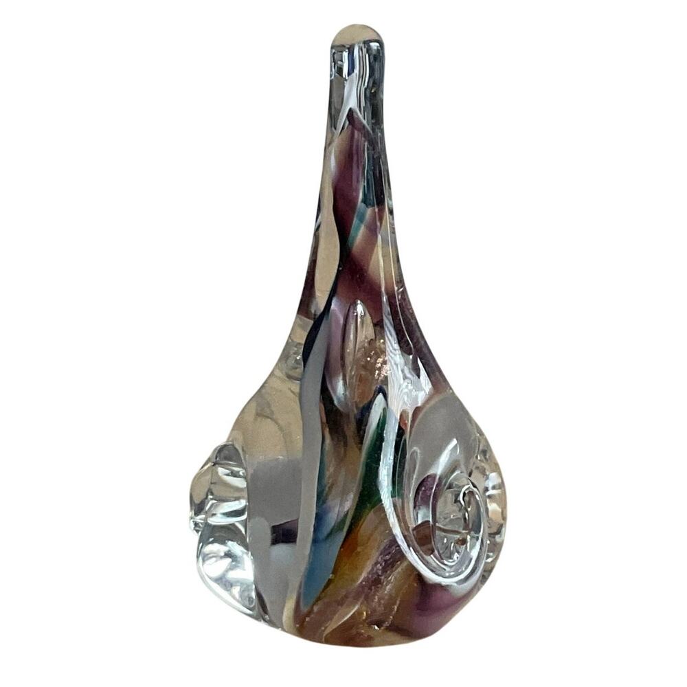 Hand Blown Art Glass Ring Holder Swirl Jewelry Stand Vanity Decor
